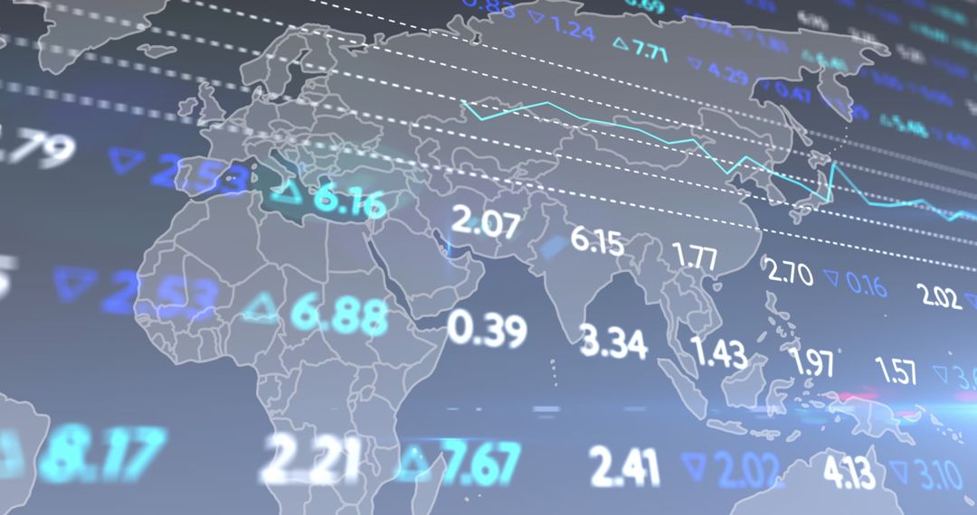 Data Analysis Graphics on World Map Background