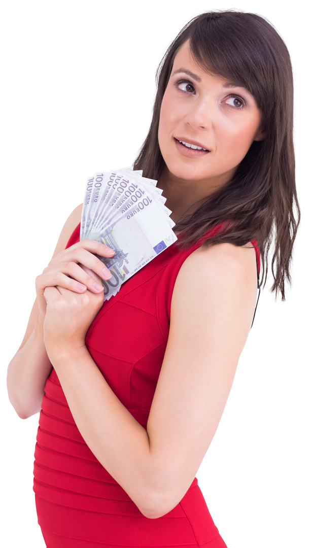 Caucasian Woman Holding Euro Banknotes Isolated On Transparent Background - Download Free Stock Images Pikwizard.com