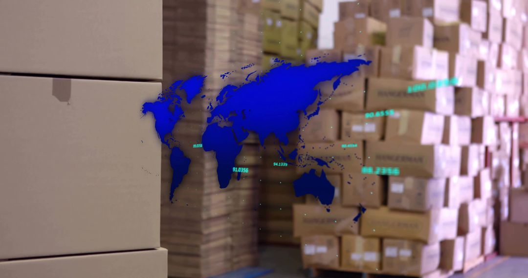 Holographic World Map Overlay for Warehouse Analytics and Global Supply Chain