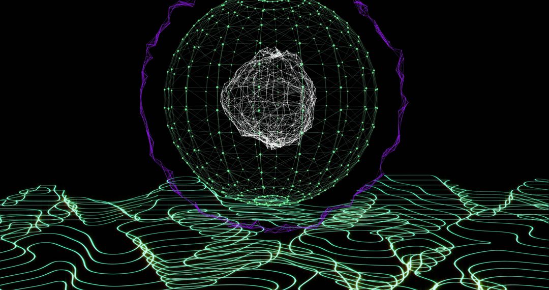 Digital Globe with Network Connections on Black Background