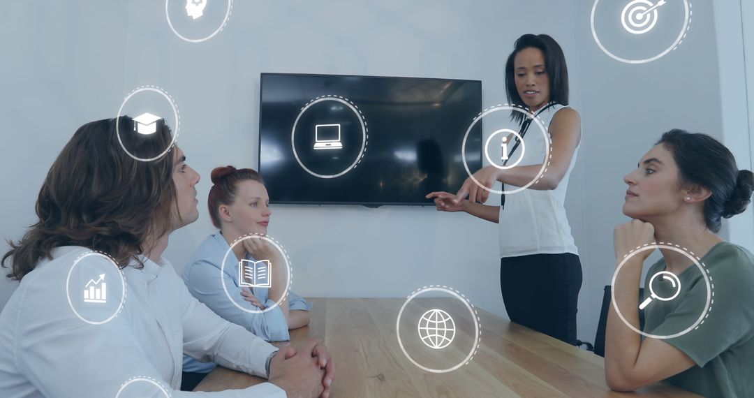 Diverse Business Team Engaged with Data and Technology Concepts