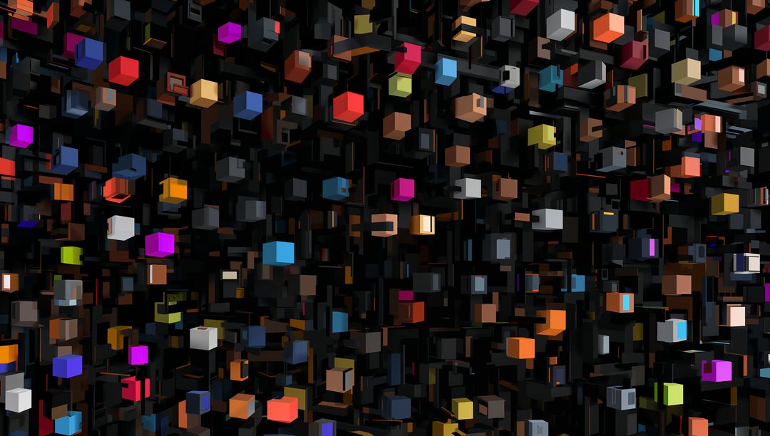 Vibrant Multicolored Cubes in Digital 3D Grid Formation
