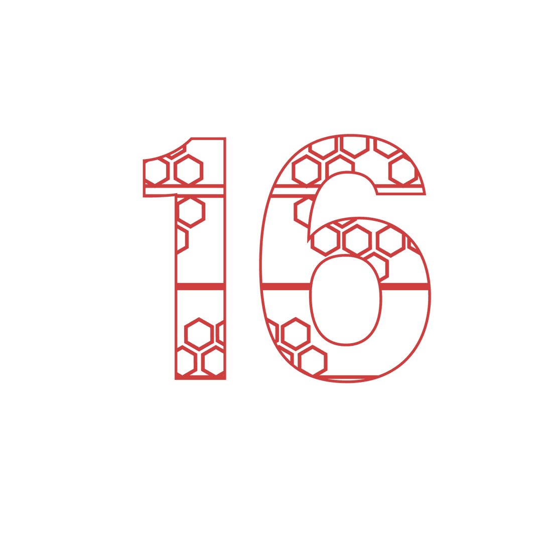 Digital Number 16 Vector Illustration on Transparent Background