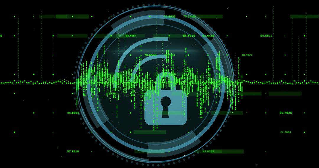 Cyber Security Concept with Lock on Digital Data Streams