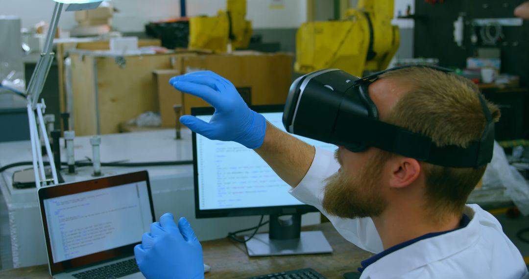 Engineer Using Virtual Reality Goggles in Industrial Research Testing - Free Images, Stock Photos and Pictures on Pikwizard.com