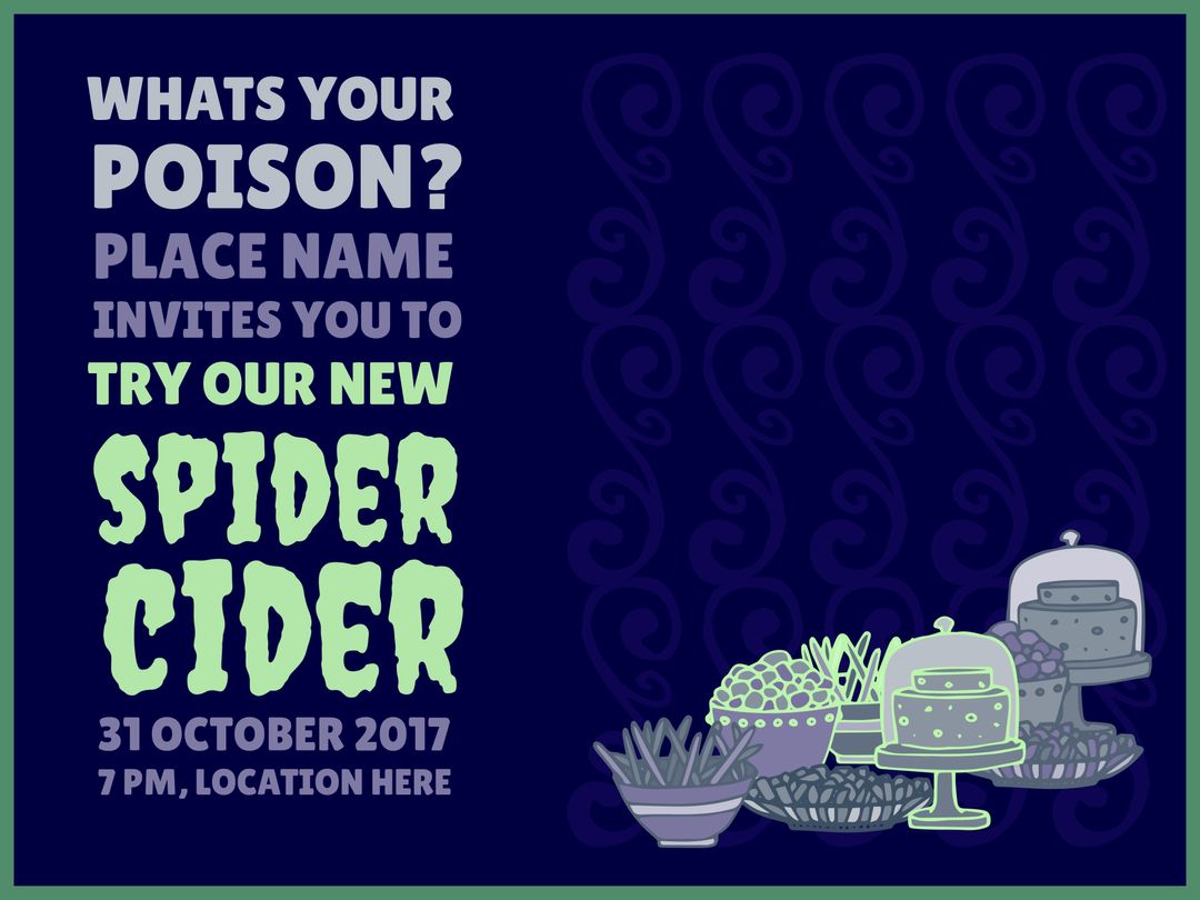 Halloween Spider Cider Invitation with Spooky Graphics
