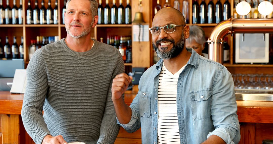 Two Friends Socializing at Local Brewery Tasting Event