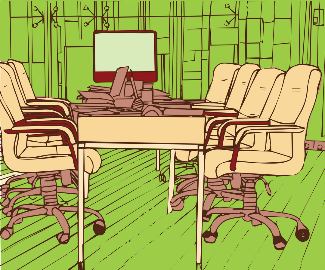 Vector Illustration of Office Interior with Table and Chairs on Transparent Background - Download Free Stock Images Pikwizard.com