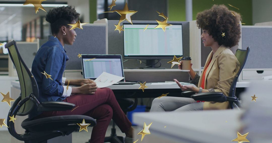 Colleagues Collaborating in Creative Office with Tech