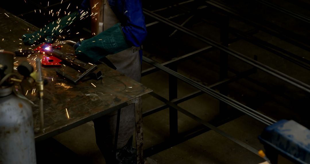 Female Welder Working with Torch in Industrial Workshop - Free Images, Stock Photos and Pictures on Pikwizard.com