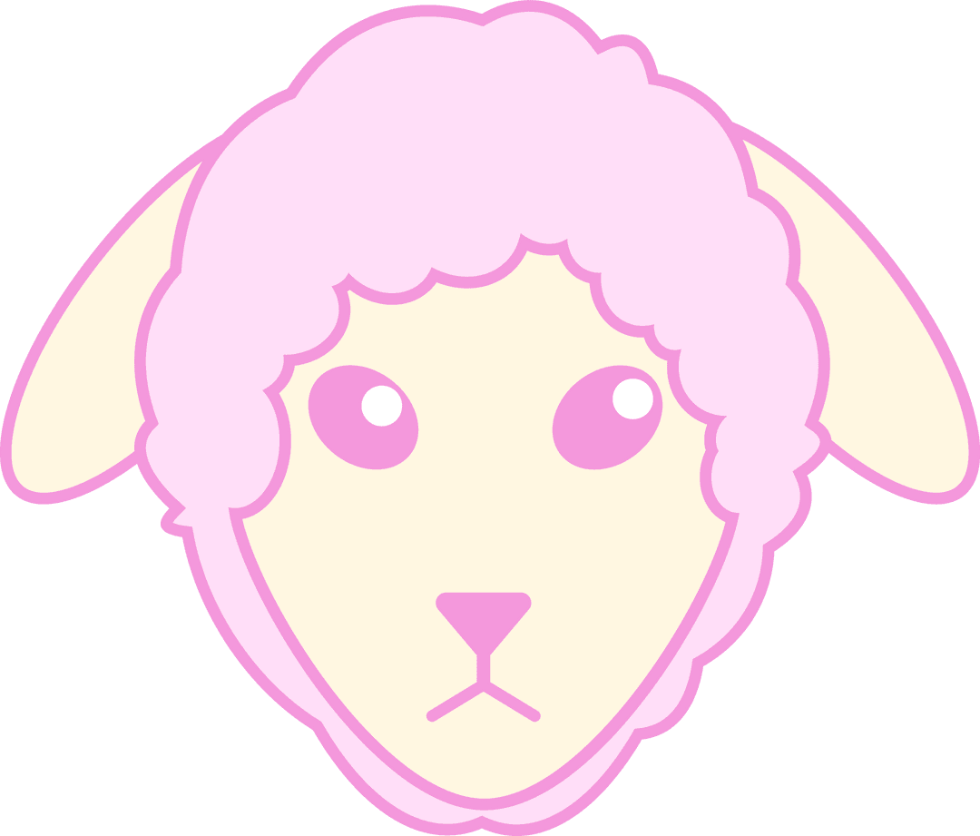 Cute Cartoon Sheep Head in Pastel Colors with Transparent Background
