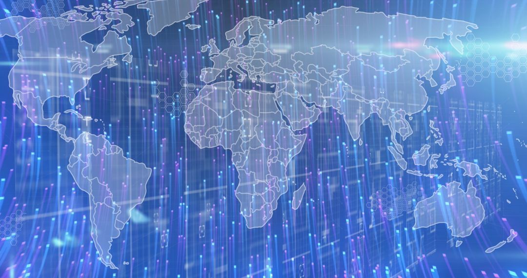 Digital World Map with Glowing Network Connectivity