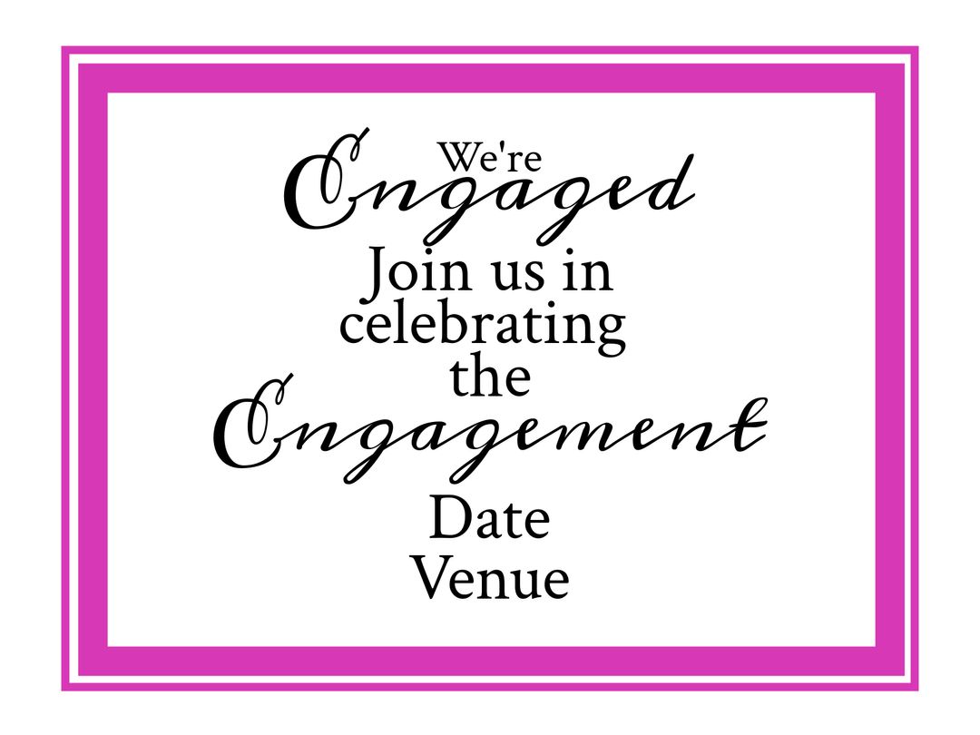 Elegant Engagement Announcement with Pink Border and Cursive Text - Download Free Stock Templates Pikwizard.com