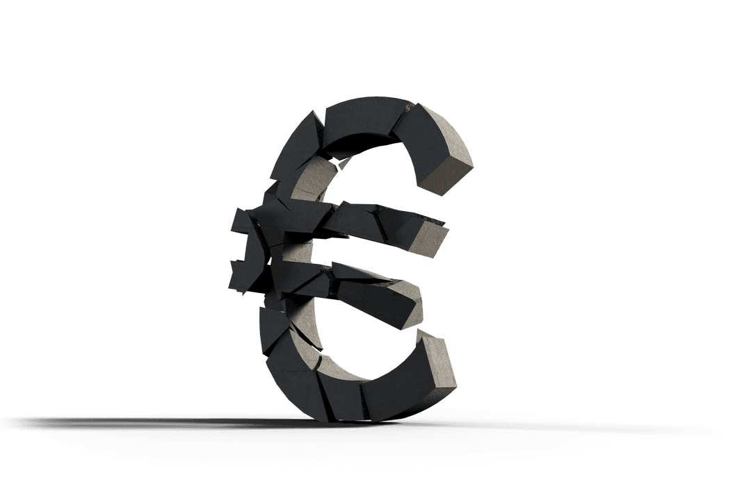 Broken Euro Currency Symbol on Transparent Background