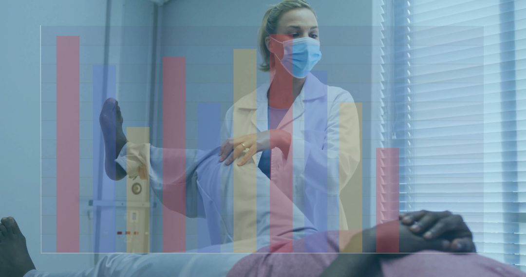 Physical Therapist Conducting Leg Exercise With Graph Overlay