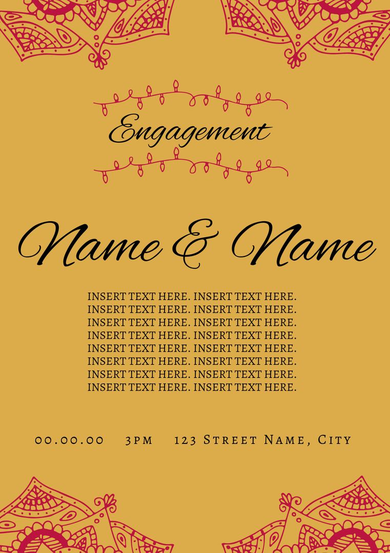 Elegant Mandala Engagement Announcement Template in Warm Colors