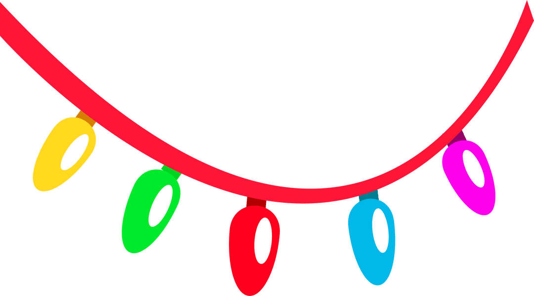 Colorful String Lights on Curved Red Wire Transparent Aesthetic