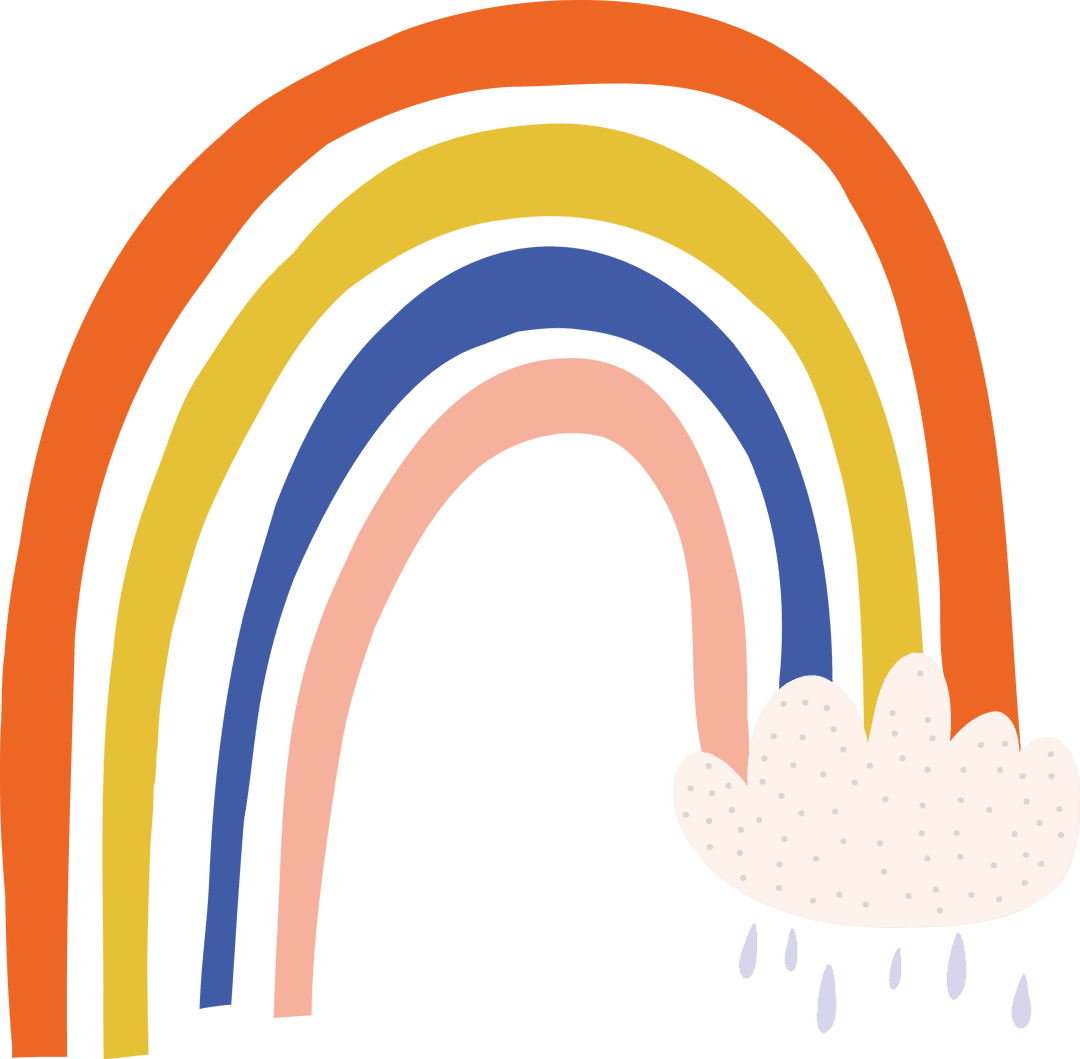 Colorful Transparent Rainbow with Cloud Art Design