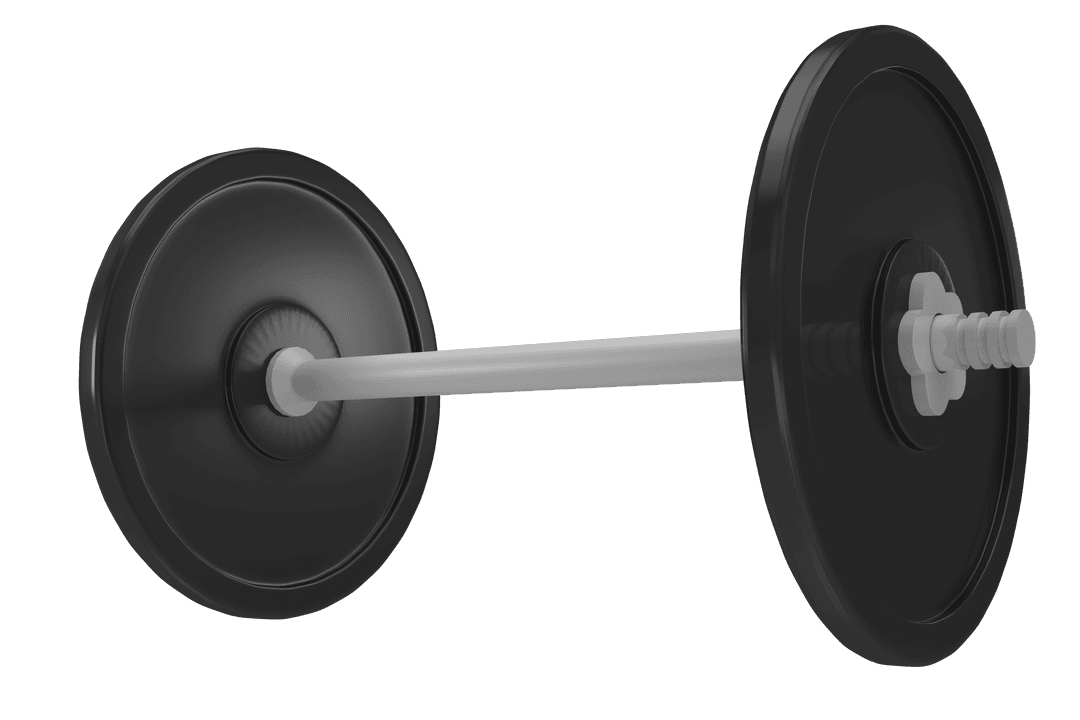 Digital Illustration of Barbell on Transparent Background for Fitness Design