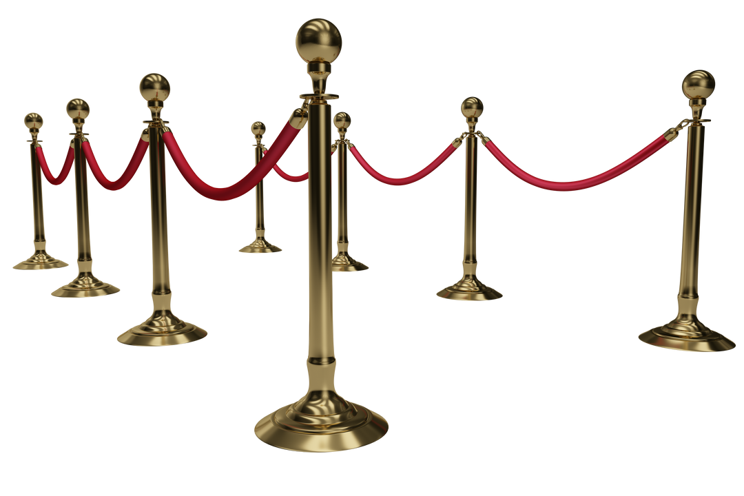 Gold Queue Barriers with Red Velvet Ropes on Transparent Background - Download Free Stock Images Pikwizard.com