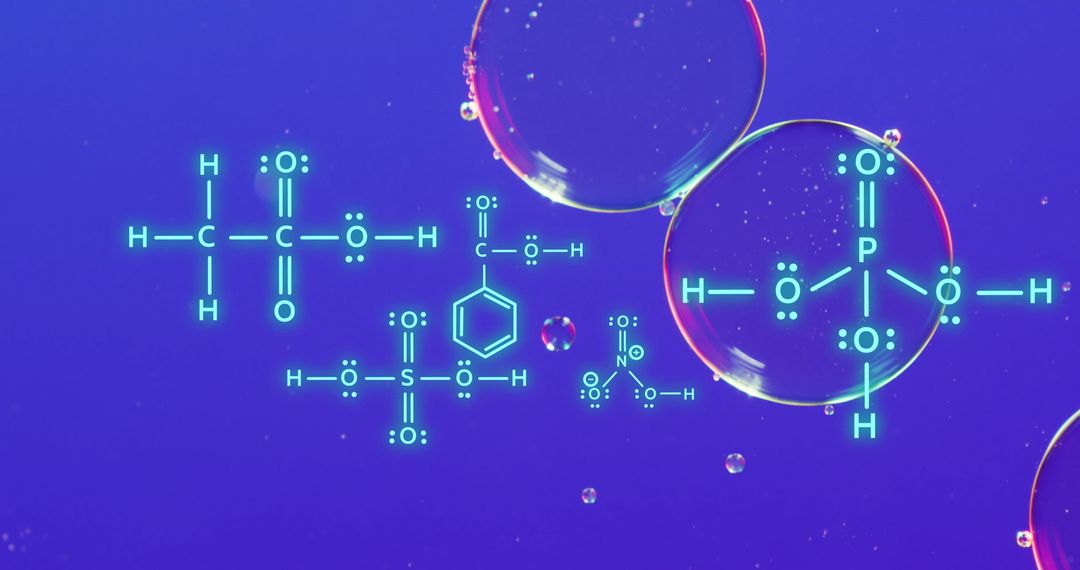 Chemical Formulas Overlay on Blue Background Science Concept