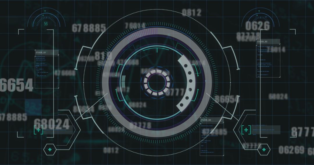 Futuristic Digital Interface with Data and Geometric Patterns