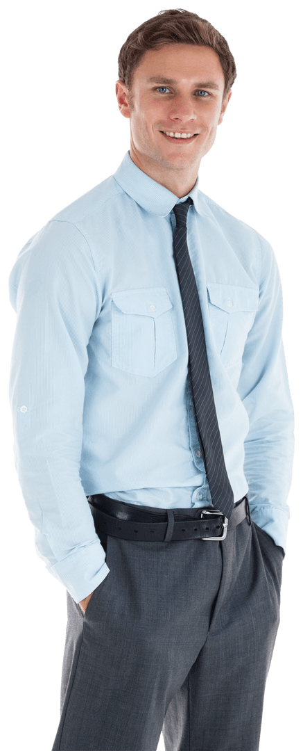 Smiling Businessman with Blue Shirt Transparent Background