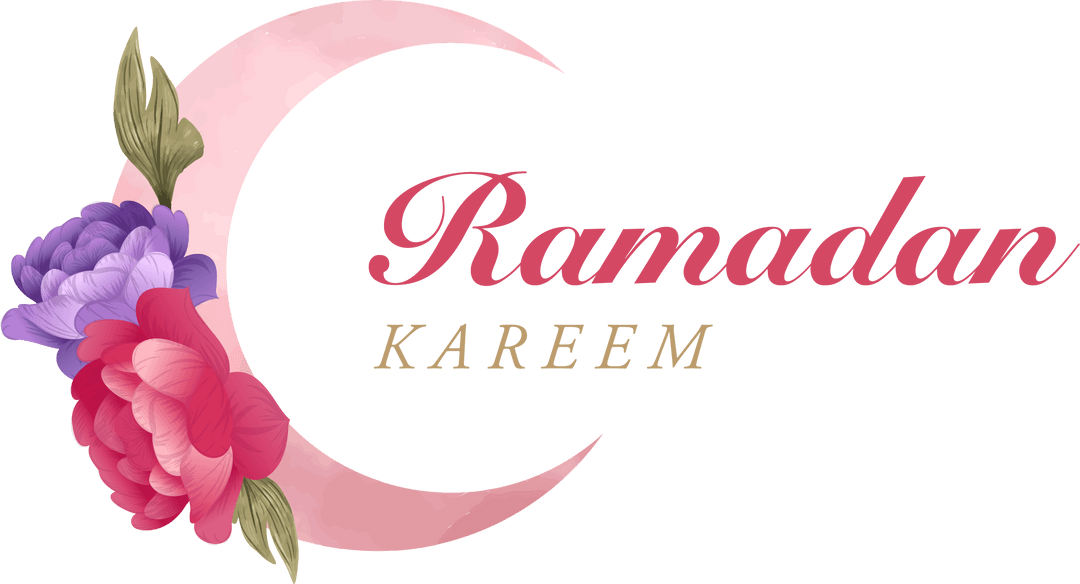 Transparent Pastel Crescent Moon with Floral Motifs