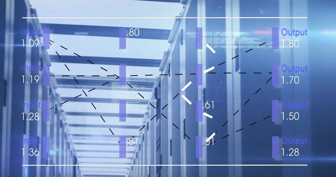 Digital Data Interface Superimposed on Computer Servers