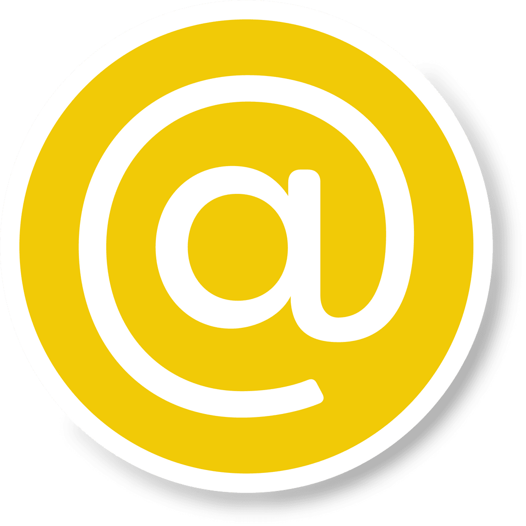 Transparent At Symbol on Yellow Circle for Digital Communication