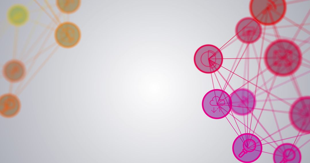 Colorful Digital Network with Abstract Interface Elements