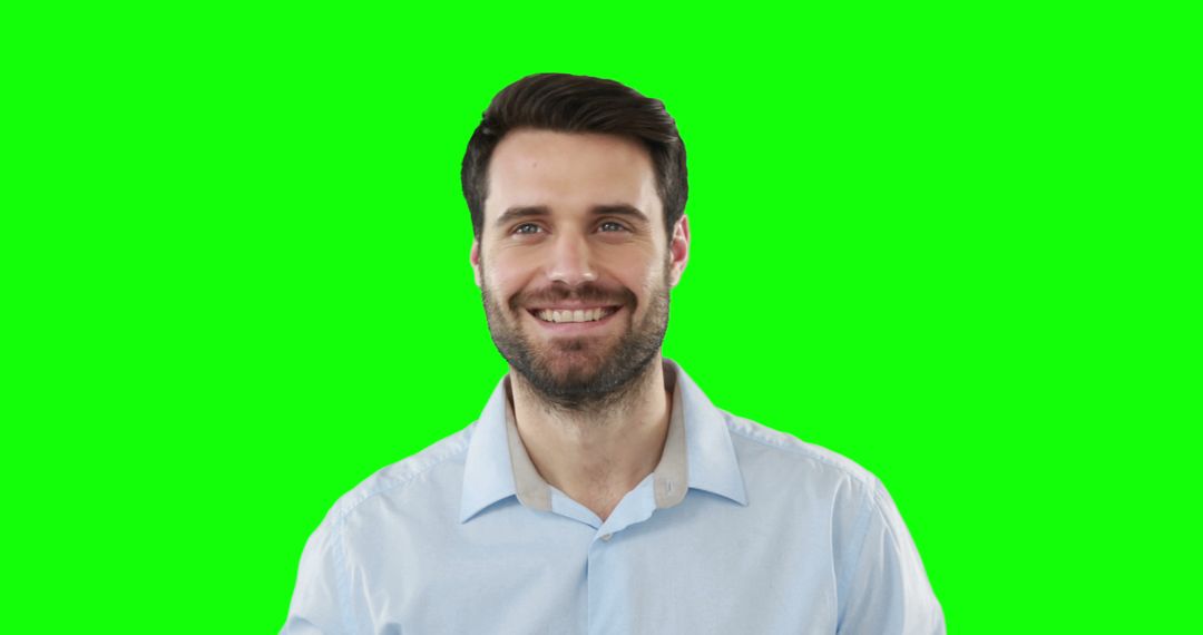 Smiling Man with Beard Against Green Screen Background - Free Images, Stock Photos and Pictures on Pikwizard.com