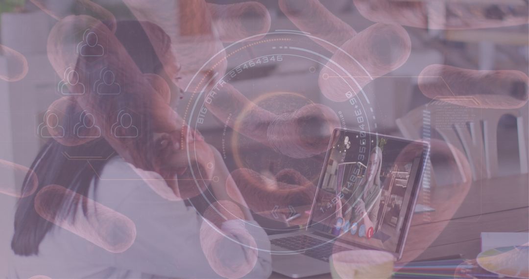 Futuristic Interface in Modern Workspace with Digital Graphics