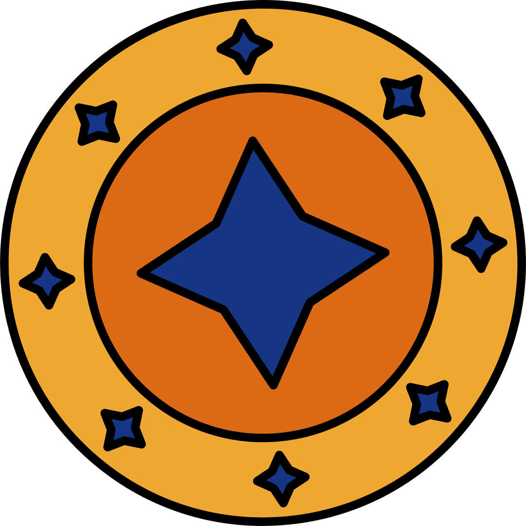 Colorful Emblem with Concentric Rings Transparent Background