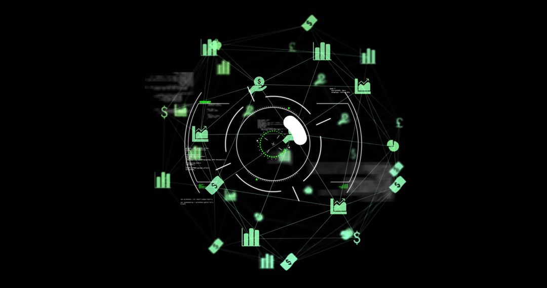 Digital Network Interface with Global Connections and Data Icons