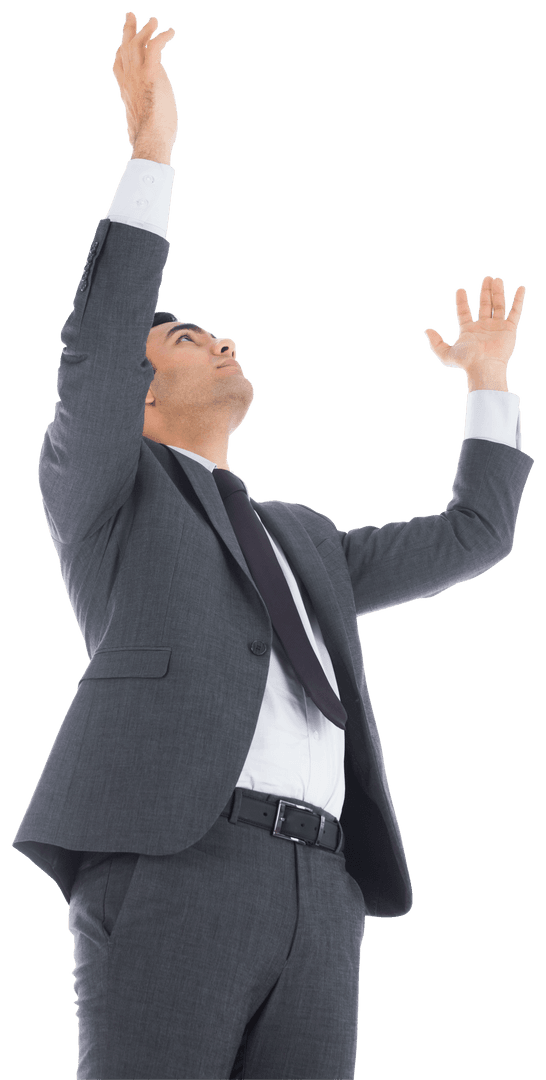 Excited Businessman Celebrating Success on Transparent Background