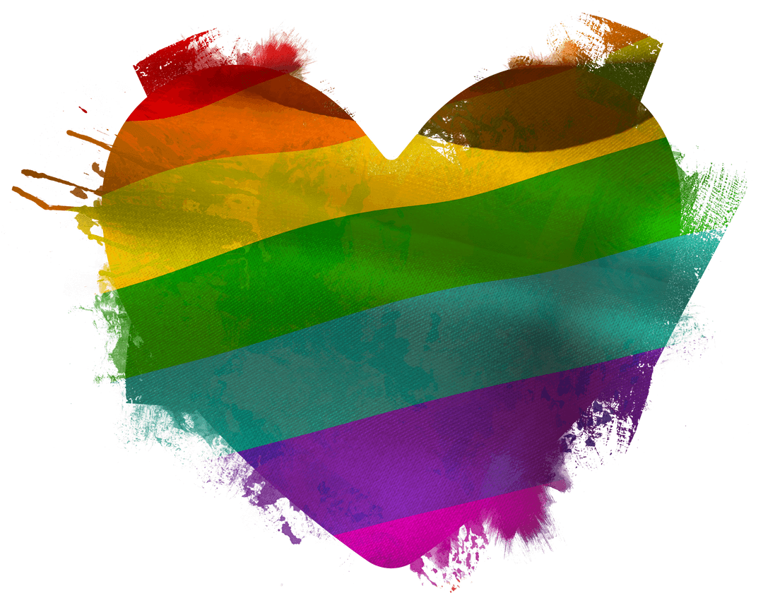 Colorful Heart with Rainbow Colors on Transparent Background