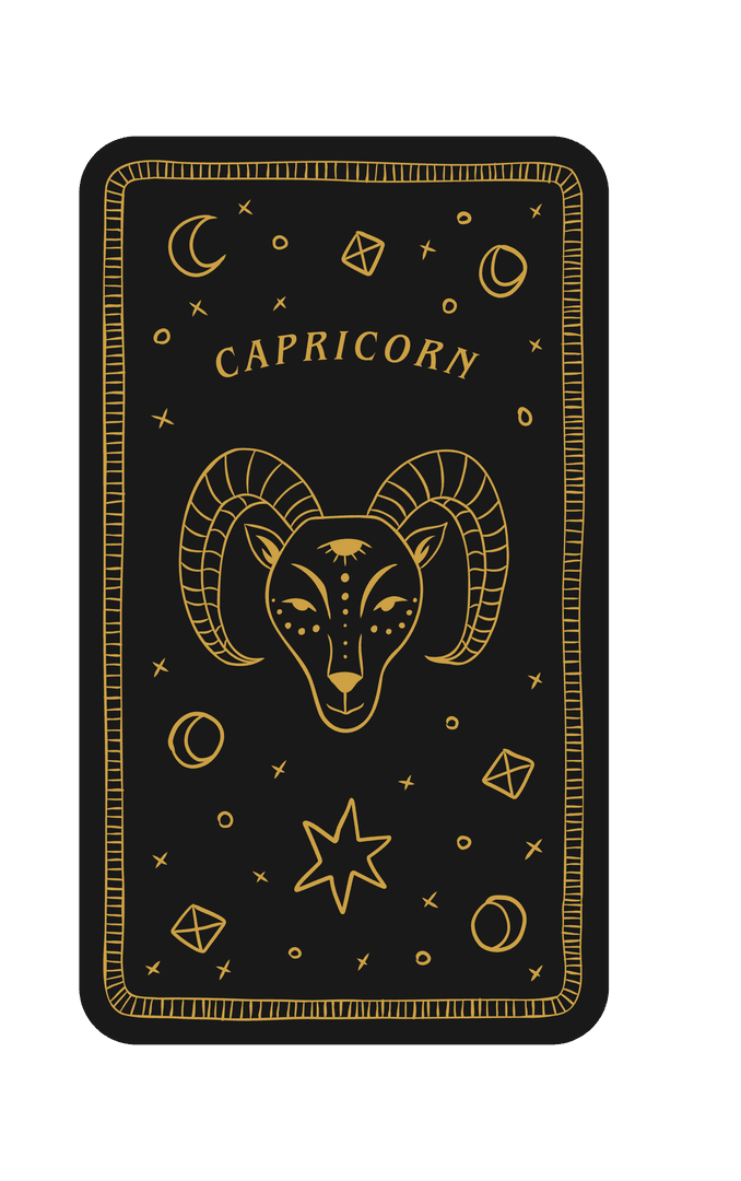 Capricorn Zodiac Card on Transparent Background for Astrology