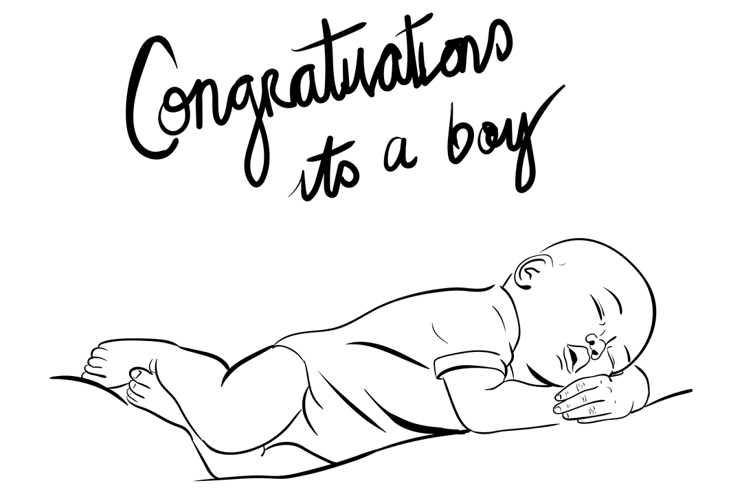 Transparent Text Design Over Sleeping Baby Illustration in Soft Tones