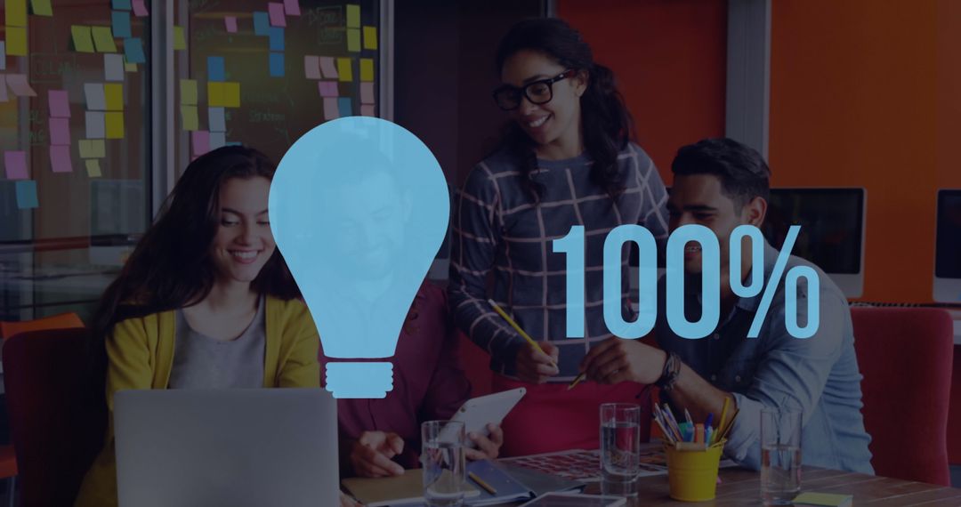 Diverse Team Collaborating on Project With Creative Ideas