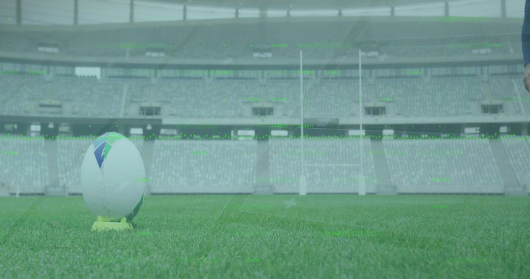 Rugby Game Start with Ball on Field in Stadium