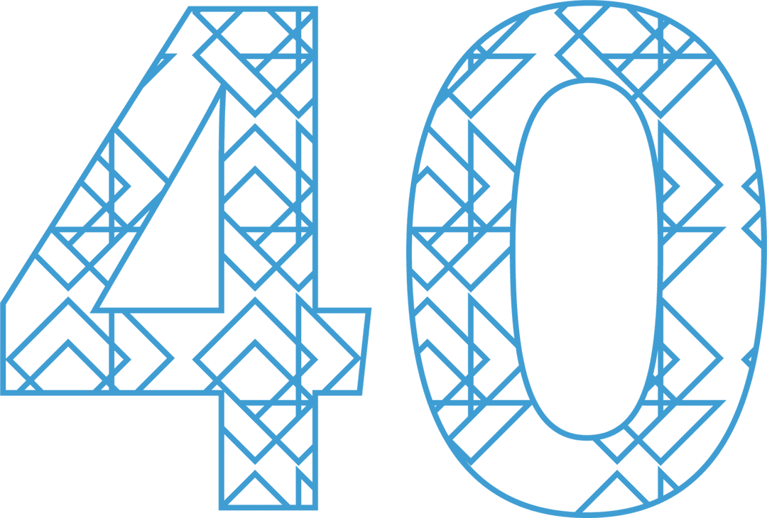 Blue Patterned 40 PNG on Transparent Background for Celebrations