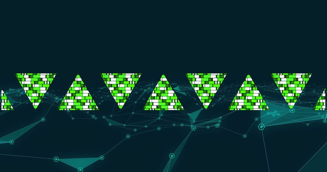 Futuristic Green Triangles with Network Lines Design