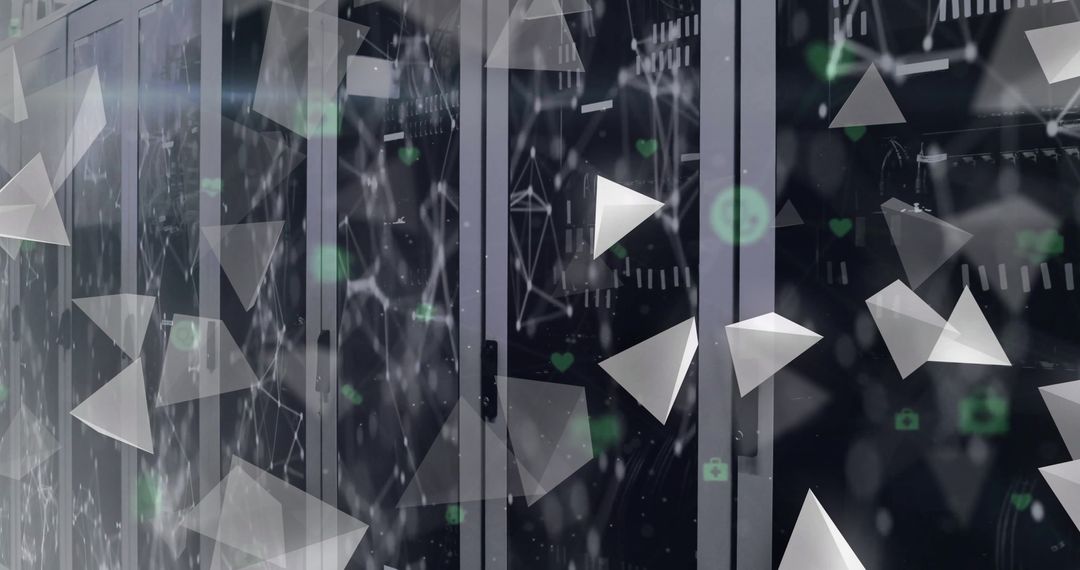 Futuristic 3D Interface in Data Server Room