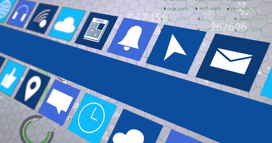 Digital Interface with Technology Communication Icons