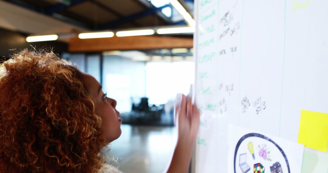 Young Woman Writing on Whiteboard in Modern Office - Free Images, Stock Photos and Pictures on Pikwizard.com