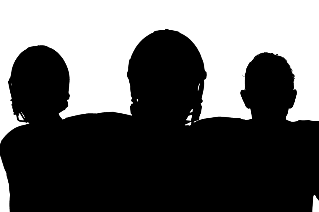 Silhouette of American Football Players on Transparent Background
