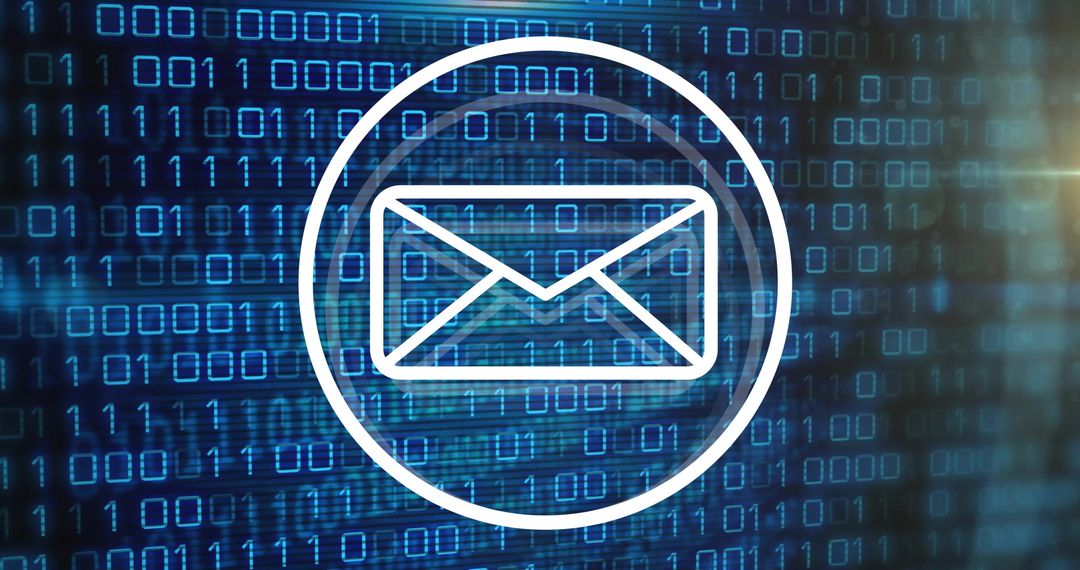 Digital Email Icon Over Binary Code Background