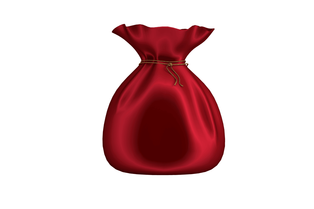 Red Satin Sack Isolated on Transparent Background Ready for Packaging