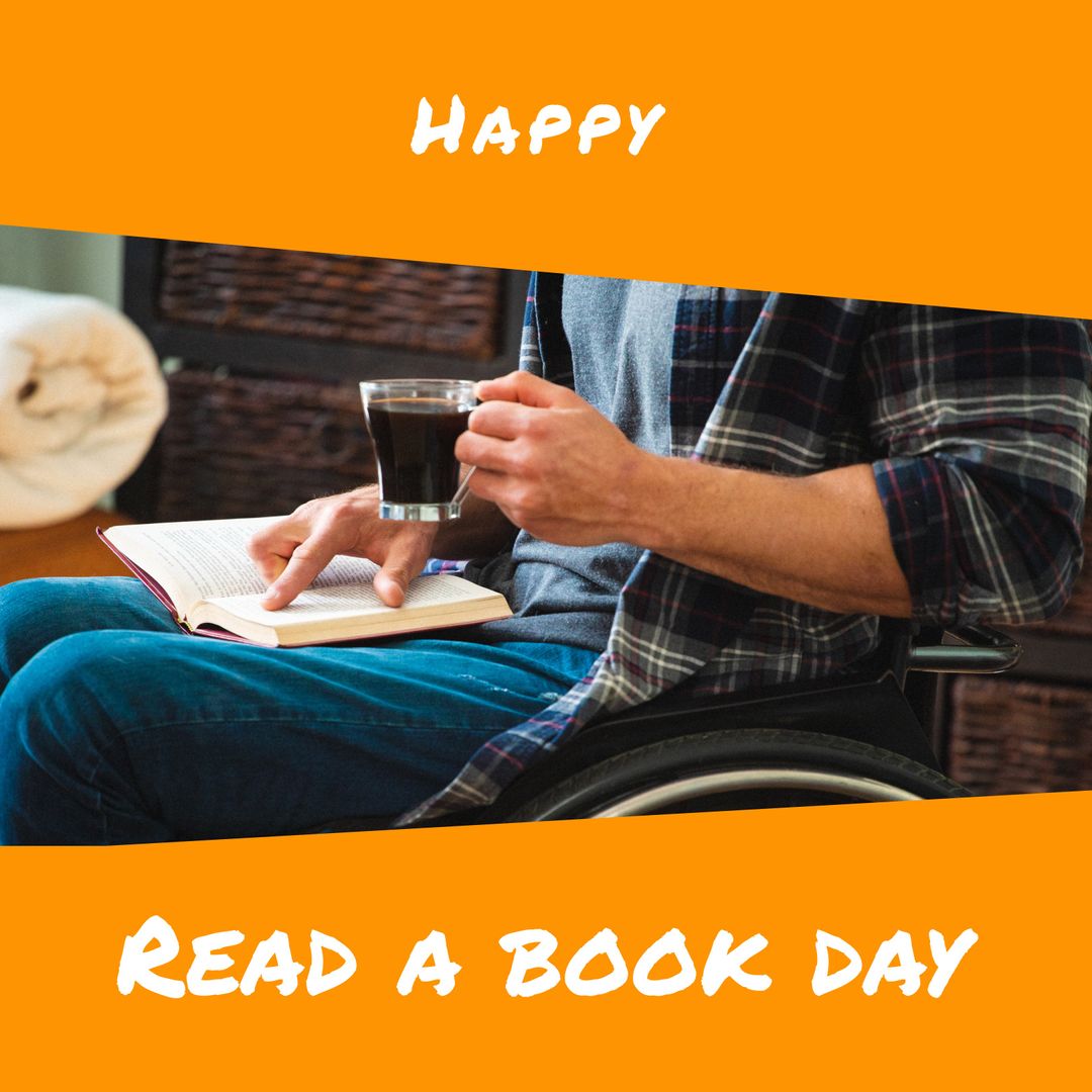 Man Enjoying Coffee and Reading on Wheels for Relaxation Day